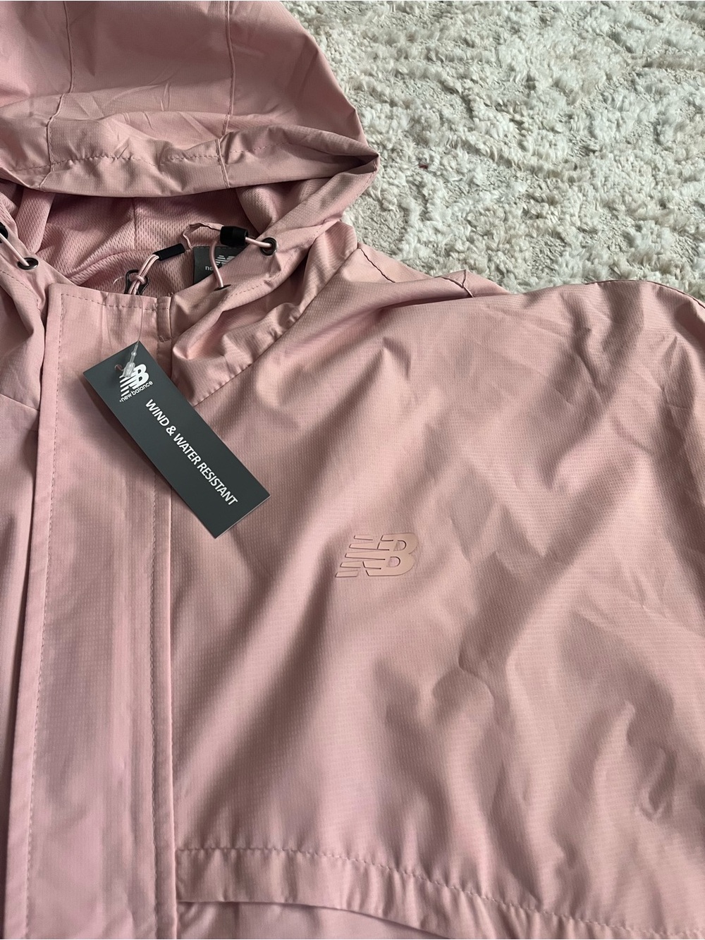 New Balance Hooded Wind and Rain Jacket in Dusty Pink - Picture 5 of 11